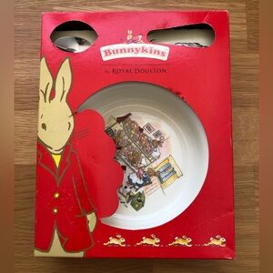 Royal Dalton 2003 Bunnykins Nursery Set Baby Plate Feeding Spoon - AS IS